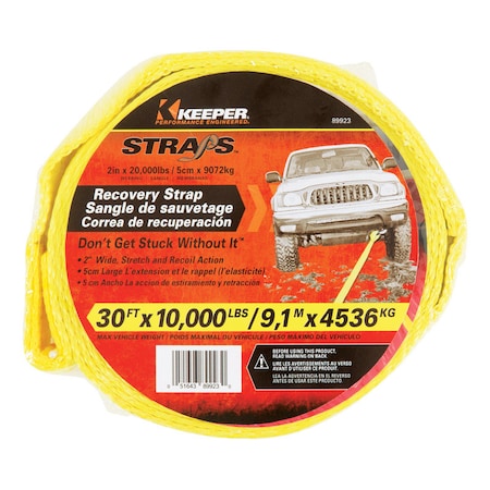 Keeper Keeper 2 in. W X 30 ft. L Yellow Vehicle Recovery Strap 10000 lb 1 pk 89923